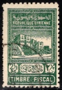 1945 Syria Revenue 2 1/2 Piastres Aleppo Citadel General Tax Duty Used