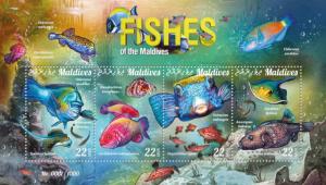 MALDIVES 2015 SHEET FISHES MARINE LIFE mld15-1210a