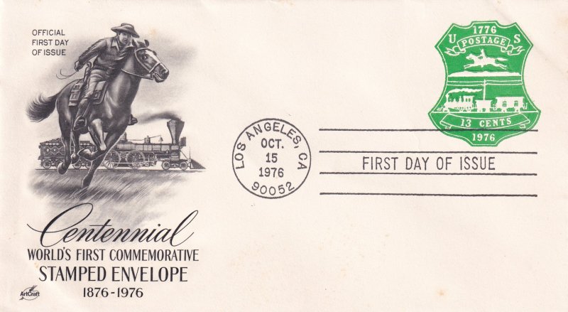 1976, Centennial World's 1st Stamped Envelope, Art Craft, FDC (E11272)