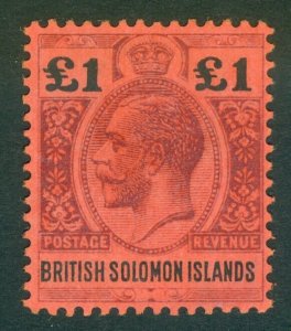 SG 38 British Solomon Islands 1914-23. £1 purple & black/red. Fine unmounted...