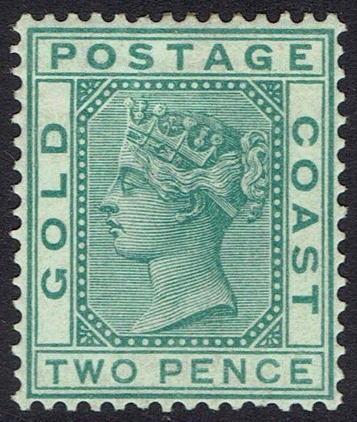 GOLD COAST 1876 QV 2D GREEN WMK CROWN CC PERF 14