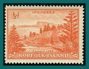 Norfolk Island 1947 Ball Bay, 0.5d MLH #1,SG1