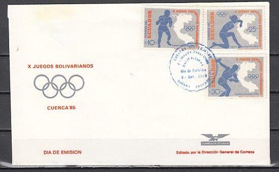 Ecuador, Scott cat. 1098-1100. 10th Bolivian Games issue. First day cover