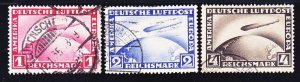 Germany C35-37 Used 1928-31 Graf Zeppelin Crossing Ocean Set of 3