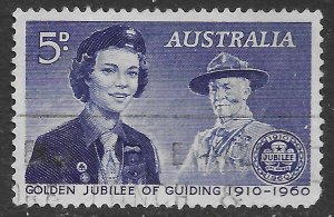 Australia #335. Golden Jubilee of Guiding 1910-1960. used.