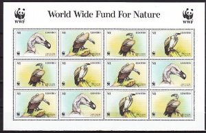 Lesotho, Scott cat. 1091 a-d. W.W.F. issue. Vultures sheet.. ^