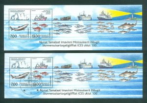 Greenland. 2002. 2 Souvenir Sheet. Mnh + Cancel. ICES Explore. Sc#402a.Eng:Morck