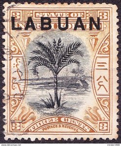 LABUAN 1894 3 Cents Black & Grey-Mauve SG62b FU