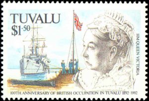 Tuvalu #590-593, Complete Set(4), 1992, Royalty, Ships, Never Hinged