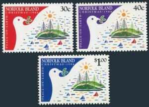 Norfolk 389-391 MNH.Michel 390-392. Christmas 1986.Peace dove.