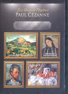 CENTRAL AFRICA 2012  THE GREATEST PAINTERS PAUL CEZANNE  SHEET NH