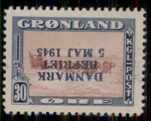 GREENLAND #24v 30ore Dog Sled, INVERTED OVPT - only 400 made, XLH, Scott $1,200