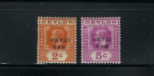 CEYLON SCOTT #MR1b/ MR3b 1918 INVERTED OVERPRINTSW -MINT HINGED