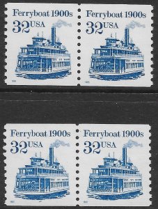 US 1995 Sc. 2466 (shiny gum) and 2466b (low gloss gum) pairs XF NH