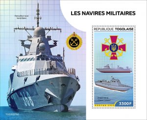TOGO 2022 UKRAINIAN & RUSSIAN MILITARY SHIPS MOSKVA SET OF TWO S/SHEETS MINT NH