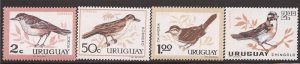 Uruguay - 1963 Birds Thrush Sparrow Mockingbird - 4 Stamp Set - Scott #695-8