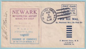 NEWARK NEW JERSEY 1932 MERTOPOLITAN AIRPORT DEDICATION COVER - CV370