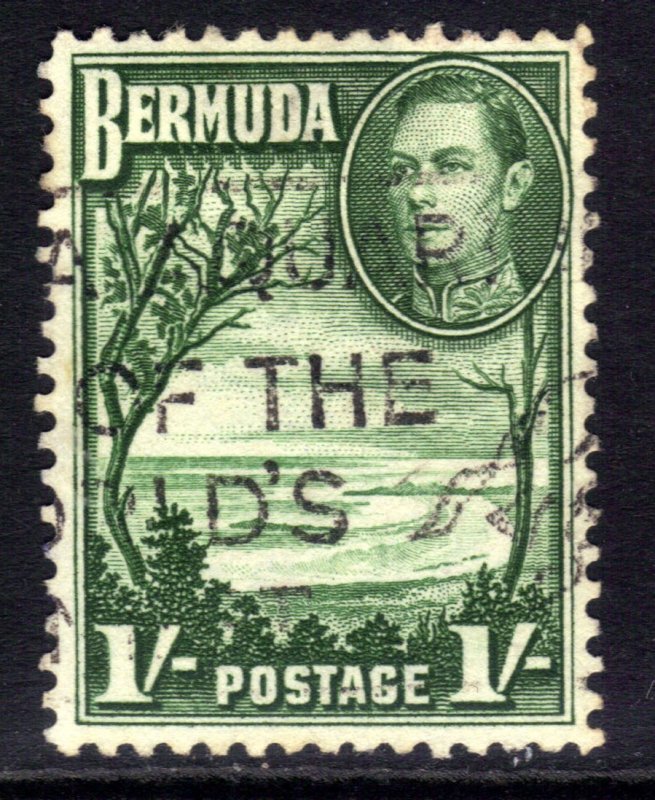 Bermuda 1938 - 52 KGV1 1/-d Grape Bay Paget Parish used SG 115a ( J1430 )