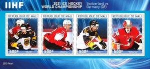 Stamps.Sports Ice Hockey 2021 year 1+1 sheets perf Mali