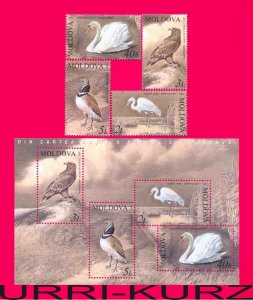 MOLDOVA 2003 Nature Fauna Rare Birds Red Book Swan Heron Eagle Bustard 4v+s-s NH