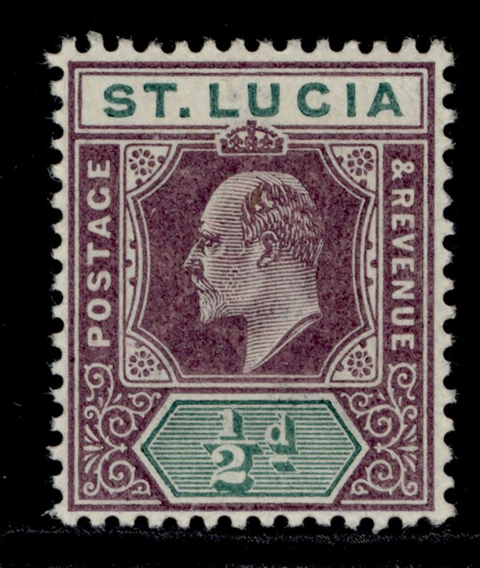 ST. LUCIA EDVII SG58, ½d dull purple and green, LH MINT.