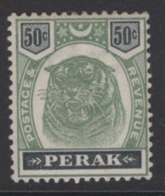 MALAYA PERAK SG75 1898 50c GREEN & BLACK MTD MINT