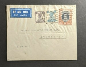 1946 Calcutta India Airmail Cover to Stockholm Sweden