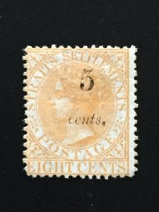 Malaya Straits Settlements 1880 QV 5c surch 8c MH SG#43 T.15 CV£700 M2153 