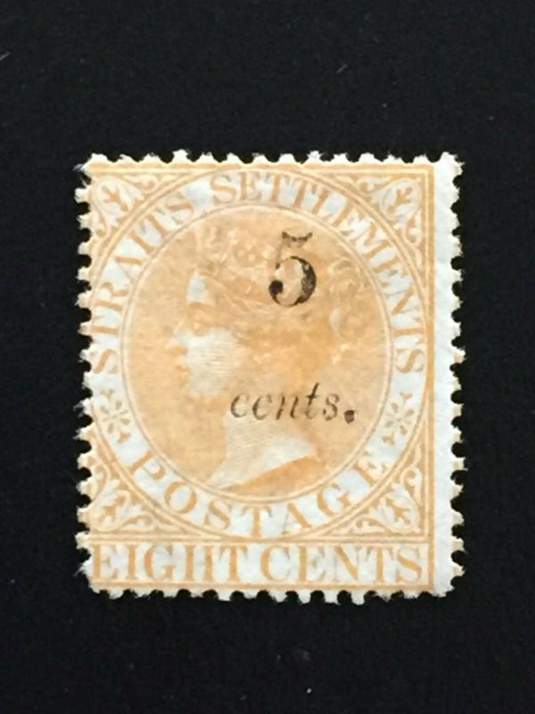 Malaya Straits Settlements 1880 QV 5c surch 8c MH SG#43 T.15 CV£700 M2153 