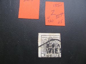 AUSTRIA 1850 USED  SC 2  3 MARGINS VF/XF $120 (205)