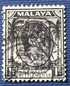 Malaya Japanese Occupation opt Straits Settlement KGVI 1c Black op Used SG#J146a