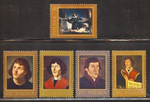 Poland Scott 1956-60 MNHOG - 1973 Portraits of Copernicus - SCV $1.55