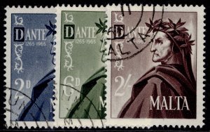 MALTA QEII SG349-351, 1965 Dante set, FINE USED.