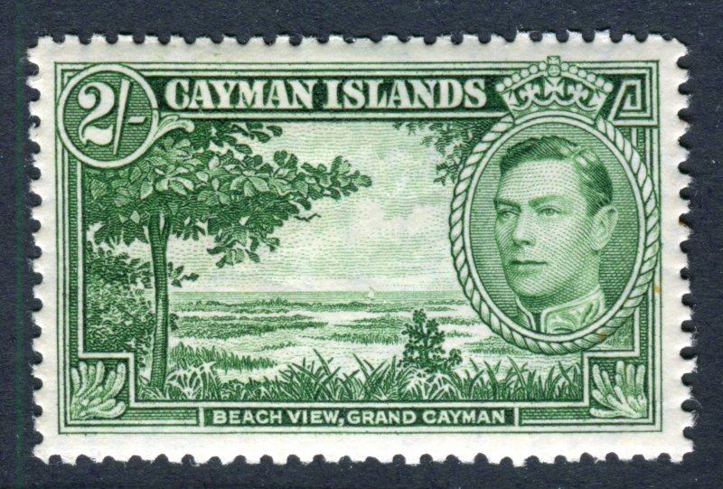 Cayman Islands 1938 KGVI. 2s yellow green. Mint. LH. SG124.