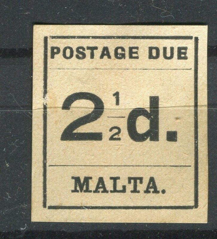 MALTA; 1925 early Imperf Postage Due issue Mint unused 2.5d. value