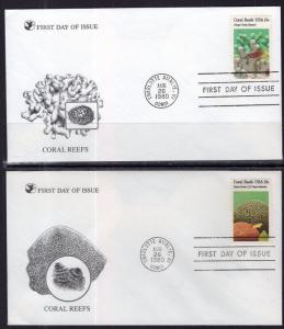 US 1827-1830 Coral Reefs Readers Digest Set of Four U/A FDCs