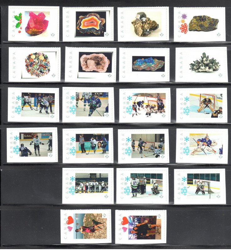 Canada Picture Postage Lot (Qtt 21) Mineral / Hockey / Men / Women Collection