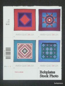 BOBPLATES #3524-7 Amish Quilts Lower Left Plate Block P11111 F-VF NH SCV=$2.8
