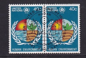 United Nations  New York  #372  cancelled 1982  environmental program 40c pair