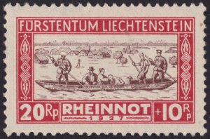 Liechtenstein 1928 #B9 xf mnh; 20rp+10rp Carmine Red & Chocolate