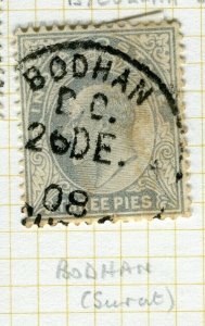 INDIA; Fine POSTMARK on early Ed VII issue used value, Bodhan