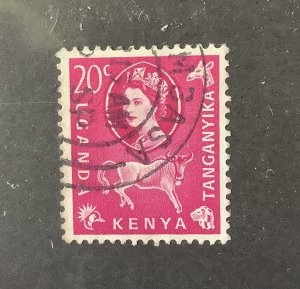 Kenya Uganda Tanzania  1960  Scott 123 used - 20c,  Queen Elizabeth II