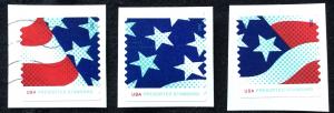 US #4961-4963 Used 3 Coil Singles On Paper Flag