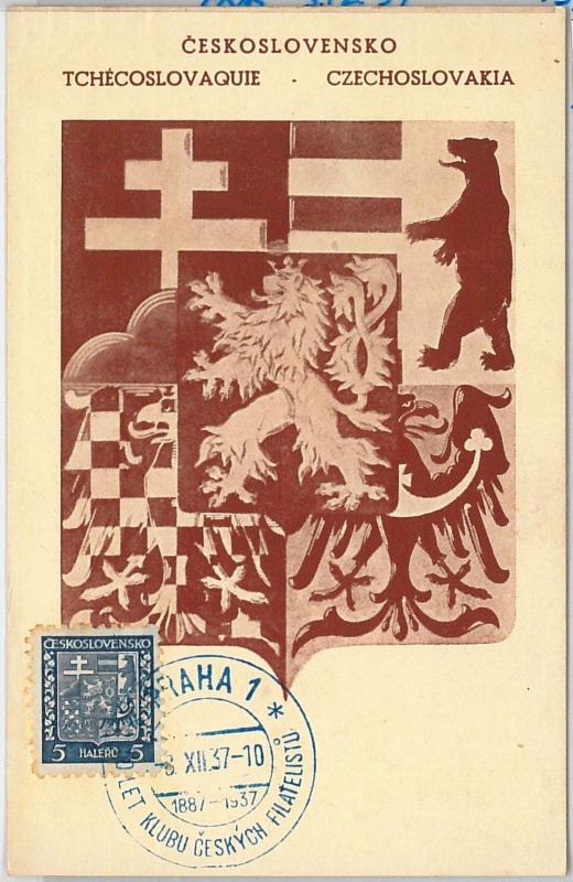 57133 -  Czechoslovakia - POSTAL HISTORY: MAXIMUM CARD 1937 - HERALDRY Lion BEAR