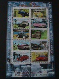 FRANCE 2000 SC#2770 WORLD FAMOUS NAME BRAND AUTOMOBILES-MNH -SHEET VERY FINE