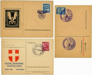 Austria Exhibition Special Cancel Postal Cards Stamp Collection EUROPE 1946