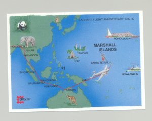 Marshall Islands #142 Capex 87, Aviation, Maps 1v S/S Imperf Proof