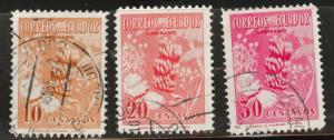 Ecuador Scott 589-591 used 1954 short stamp set