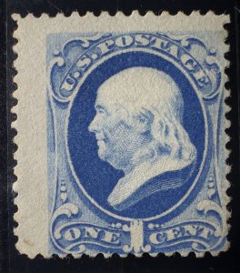 US Scott #182 Unused H on soft porous paper 1879 Deep Ultramarine blue [JUMBO]