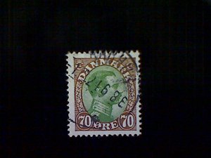 Denmark (Danmark), Scott #125, used(o), 1920, King Christian X, 70ø